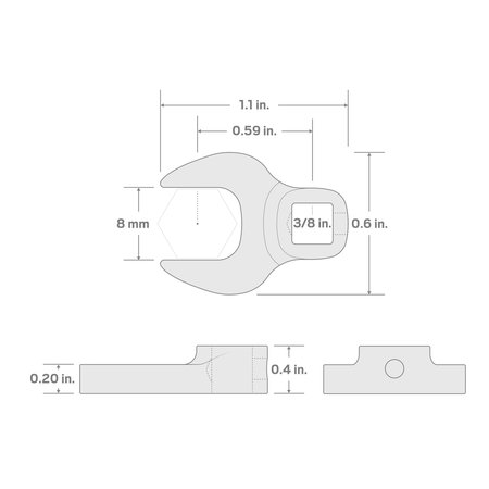 Tekton 3/8 in. Drive, Metric Crowfoot Wrench Chrome WCF14008